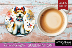 Lakeland Terrier Dog Round Coaster Patriotic Dog Coaster PNG Product Image 1