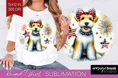 Lakeland Terrier Dog Round Tshirt Background Patriotic Dog Product Image 1