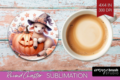 Lamb Halloween Round Coaster Coquette Coaster PNG Product Image 1