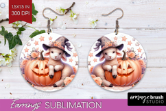 Lamb Halloween Round Earrings Coquette PNG Sublimation Product Image 1
