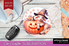 Lamb Halloween Car Coaster Coquette Coaster PNG Sublimation Product Image 1