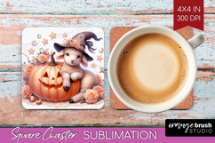 Lamb Halloween Square Coaster Coquette Coaster PNG Product Image 1