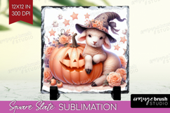 Lamb Halloween Slate PNG Coquette Square Slate Sublimation Product Image 1