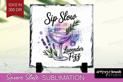 Lavender Fizz Cocktail Slate PNG Summer Drink Square Slate Product Image 1