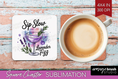 Lavender Fizz Cocktail Square Coaster Summer Drink Coaster Product Image 1