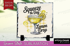 Lemon Drop Cocktail Slate PNG Summer Drink Square Slate Product Image 1