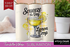 Lemon Drop Cocktail Tumbler Wrap Summer Drink Tumbler PNG Product Image 1