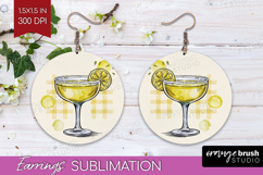 Lemon Drop Cocktail Round Earrings Summer Drink PNG Product Image 1