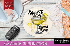 Lemon Drop Cocktail Car Coaster Summer Drink Coaster PNG Product Image 1