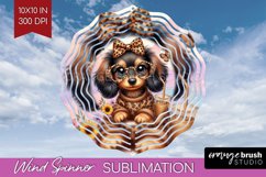 Cute Dog Wind Spinner Sublimation PNG - Leopard Bow Round Product Image 1