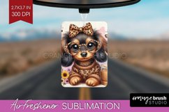 Cute Dog Air Freshener PNG - Leopard Bow PNG Sublimation Product Image 1