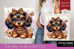 Cute Dog Tote Bag - Leopard Bow Tote Bag PNG Sublimation Product Image 1