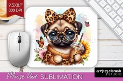 Cute Dog Mouse Pad Sublimation - Leopard Bow Mousepad PNG Product Image 1