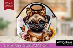Cute Dog Lunch Bag - Leopard Bow Lunch Bug PNG Sublimation Product Image 1