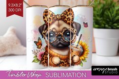 Cute Dog Tumbler Wrap - Leopard Bow Tumbler PNG Sublimation Product Image 1