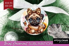 Cute Dog Ornament PNG - Leopard Bow PNG Sublimation Product Image 1