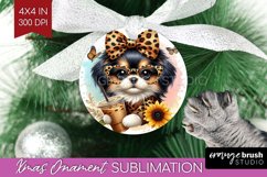 Cute Dog Ornament PNG - Leopard Bow PNG Sublimation Product Image 1