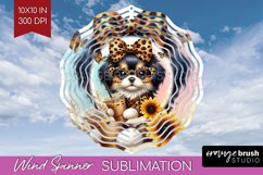 Cute Dog Wind Spinner Sublimation PNG - Leopard Bow Round Product Image 1