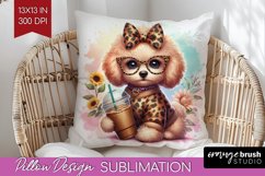 Cute Dog Pillow Sublimation - Leopard Bow Pillow Cover PNG Product Image 1