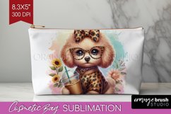 Cute Dog Cosmetic Bag - Leopard Bow Makeup Bag PNG Product Image 1