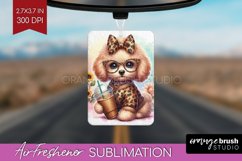 Cute Dog Air Freshener PNG - Leopard Bow PNG Sublimation Product Image 1