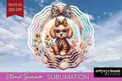 Cute Dog Wind Spinner Sublimation PNG - Leopard Bow Round Product Image 1