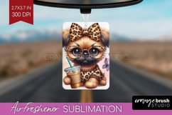 Cute Dog Air Freshener PNG - Leopard Bow PNG Sublimation Product Image 1