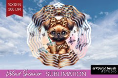 Cute Dog Wind Spinner Sublimation PNG - Leopard Bow Round Product Image 1