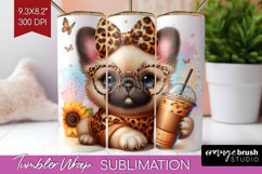 Cute Dog Tumbler Wrap - Leopard Bow Tumbler PNG Sublimation Product Image 1
