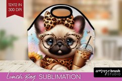 Cute Dog Lunch Bag - Leopard Bow Lunch Bug PNG Sublimation Product Image 1