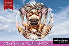 Cute Dog Wind Spinner Sublimation PNG - Leopard Bow Round Product Image 1