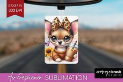 Cute Dog Air Freshener PNG - Leopard Bow PNG Sublimation Product Image 1