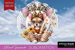 Cute Dog Wind Spinner Sublimation PNG - Leopard Bow Round Product Image 1