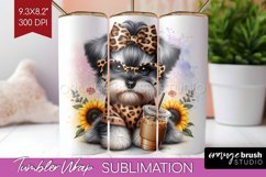Cute Dog Tumbler Wrap - Leopard Bow Tumbler PNG Sublimation Product Image 1