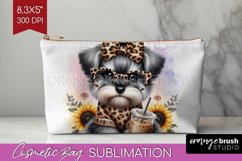 Cute Dog Cosmetic Bag - Leopard Bow Makeup Bag PNG Product Image 1