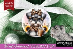 Cute Dog Ornament PNG - Leopard Bow PNG Sublimation Product Image 1
