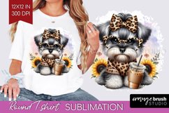 Cute Dog Round Tshirt Background - Leopard Bow PNG Product Image 1