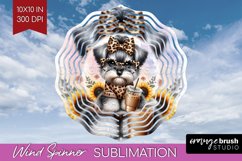 Cute Dog Wind Spinner Sublimation PNG - Leopard Bow Round Product Image 1