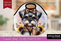 Cute Dog Lunch Bag - Leopard Bow Lunch Bug PNG Sublimation Product Image 1