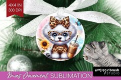 Cute Dog Ornament PNG - Leopard Bow PNG Sublimation Product Image 1