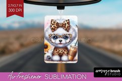Cute Dog Air Freshener PNG - Leopard Bow PNG Sublimation Product Image 1