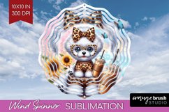 Cute Dog Wind Spinner Sublimation PNG - Leopard Bow Round Product Image 1