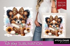 Cute Dog Tote Bag - Leopard Bow Tote Bag PNG Sublimation Product Image 1