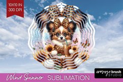 Cute Dog Wind Spinner Sublimation PNG - Leopard Bow Round Product Image 1