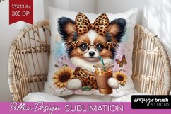Cute Dog Pillow Sublimation - Leopard Bow Pillow Cover PNG Product Image 1