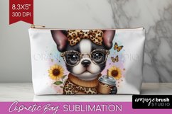 Cute Dog Cosmetic Bag - Leopard Bow Makeup Bag PNG Product Image 1