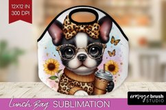 Cute Dog Lunch Bag - Leopard Bow Lunch Bug PNG Sublimation Product Image 1