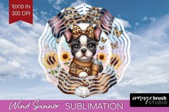 Cute Dog Wind Spinner Sublimation PNG - Leopard Bow Round Product Image 1