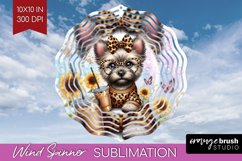 Cute Dog Wind Spinner Sublimation PNG - Leopard Bow Round Product Image 1