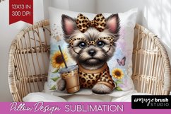 Cute Dog Pillow Sublimation - Leopard Bow Pillow Cover PNG Product Image 1